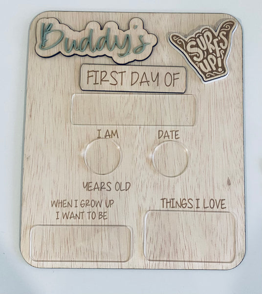 Personalised First/Last Day Board